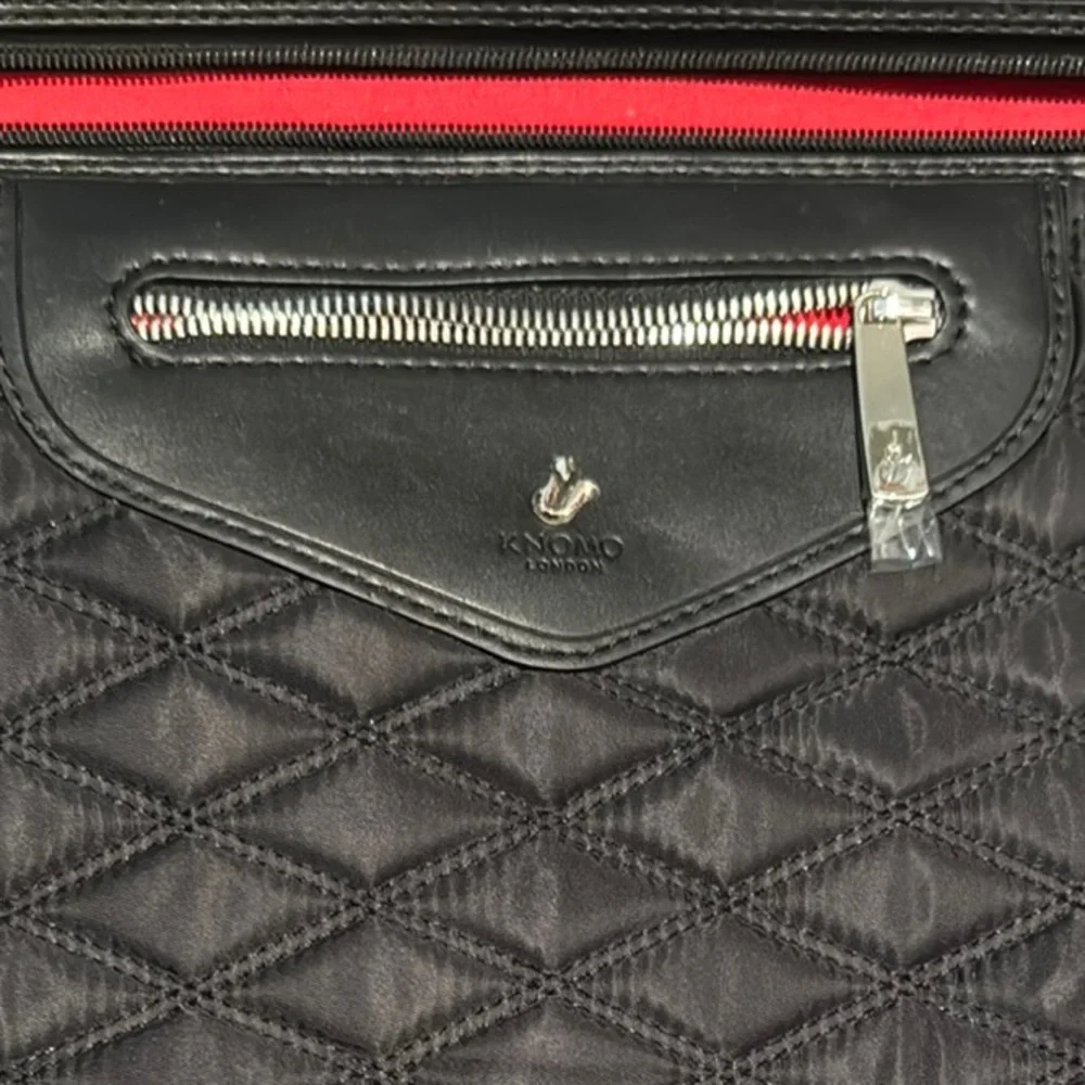 Black Quilted Knomo London Bag with Red Accents